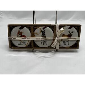 Boxed Set 3 Rae Dunn Christmas Ornaments Dog Lovers Pug Bulldog Corgi Open Box